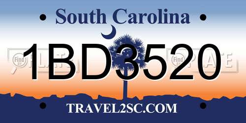 1BD3520 South Carolina License Plate
