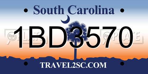 1BD3570 South Carolina License Plate
