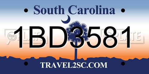 1BD3581 South Carolina License Plate