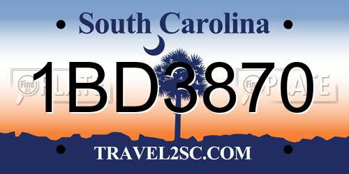 1BD3870 South Carolina License Plate