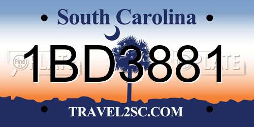 1BD3881 South Carolina License Plate