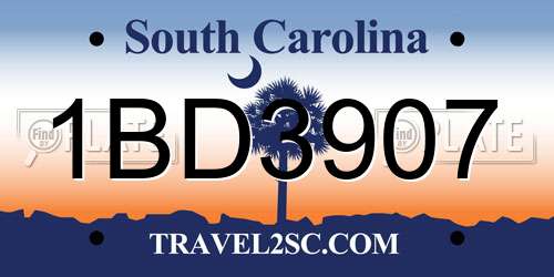 1BD3907 South Carolina License Plate