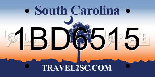 1BD6515 South Carolina License Plate