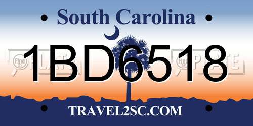 1BD6518 South Carolina License Plate