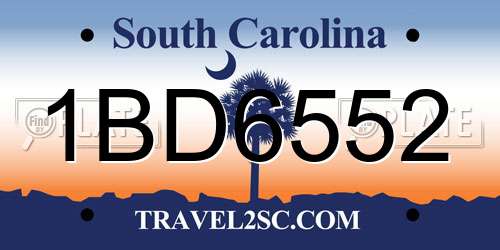 1BD6552 South Carolina License Plate