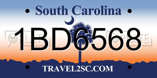 1BD6568 South Carolina License Plate