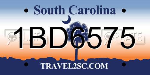 1BD6575 South Carolina License Plate