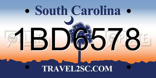 1BD6578 South Carolina License Plate