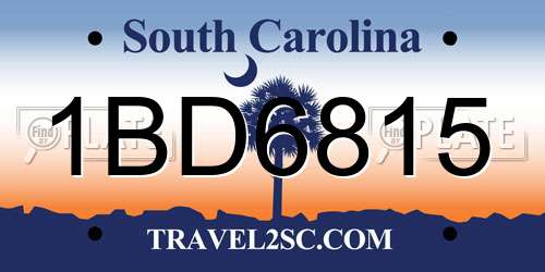 1BD6815 South Carolina License Plate