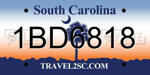 1BD6818 South Carolina License Plate