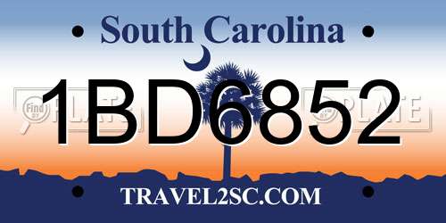 1BD6852 South Carolina License Plate