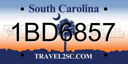 1BD6857 South Carolina License Plate