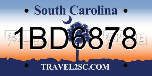 1BD6878 South Carolina License Plate