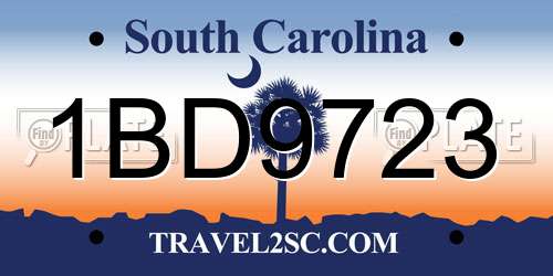 1BD9723 South Carolina License Plate