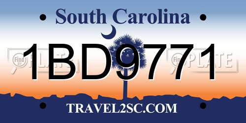 1BD9771 South Carolina License Plate