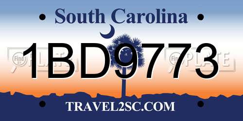 1BD9773 South Carolina License Plate