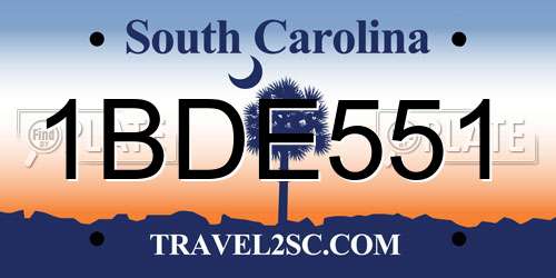 1BDE551 South Carolina License Plate