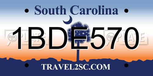 1BDE570 South Carolina License Plate