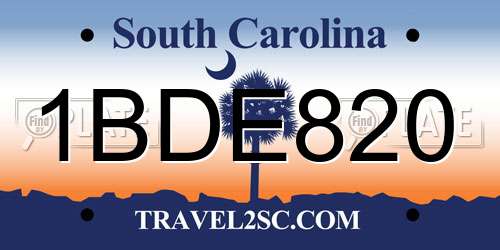 1BDE820 South Carolina License Plate