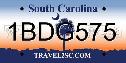 1BDG575 South Carolina License Plate