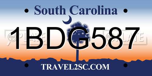 1BDG587 South Carolina License Plate