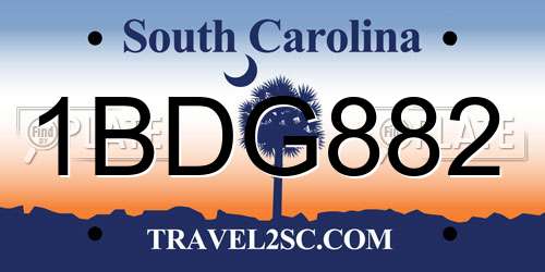 1BDG882 South Carolina License Plate