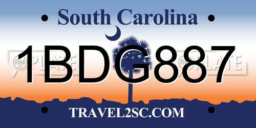 1BDG887 South Carolina License Plate