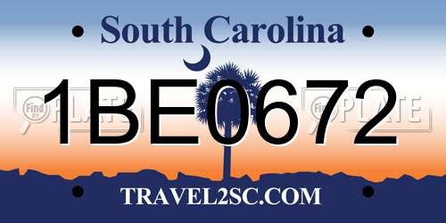 1BE0672 South Carolina License Plate