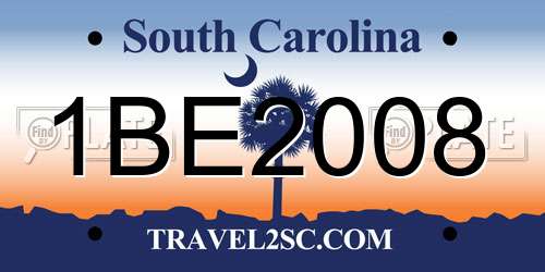 1BE2008 South Carolina License Plate