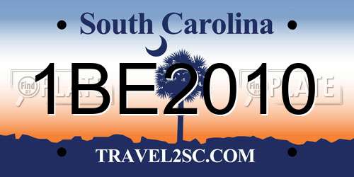 1BE2010 South Carolina License Plate