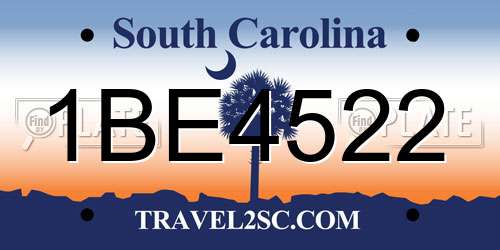 1BE4522 South Carolina License Plate