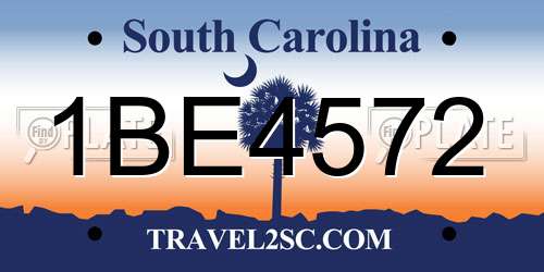1BE4572 South Carolina License Plate