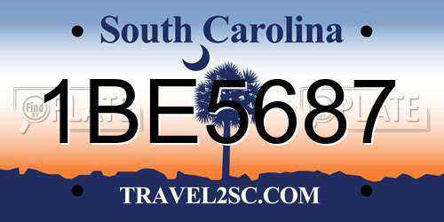 1BE5687 South Carolina License Plate