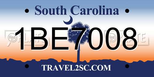1BE7008 South Carolina License Plate