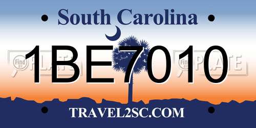 1BE7010 South Carolina License Plate