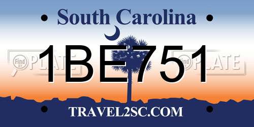 1BE751 South Carolina License Plate