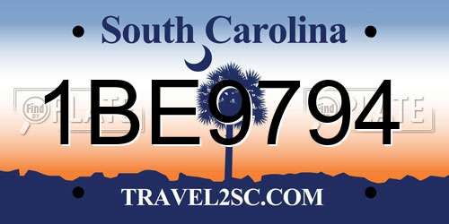 1BE9794 South Carolina License Plate