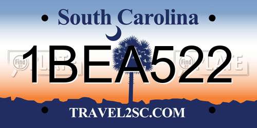 1BEA522 South Carolina License Plate