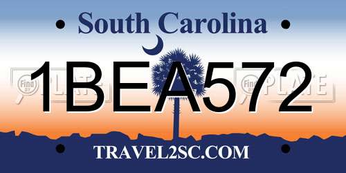 1BEA572 South Carolina License Plate