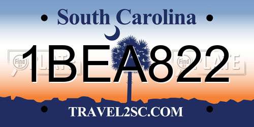 1BEA822 South Carolina License Plate
