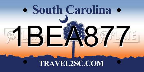 1BEA877 South Carolina License Plate