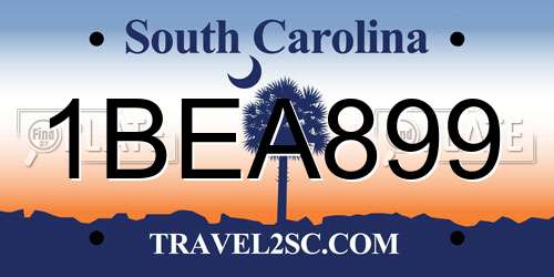 1BEA899 South Carolina License Plate