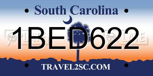 1BED622 South Carolina License Plate