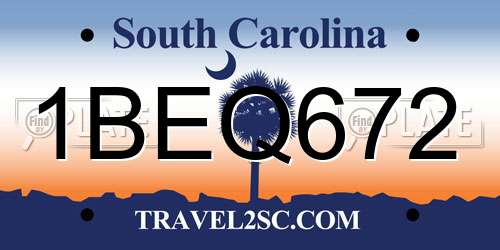 1BEQ672 South Carolina License Plate