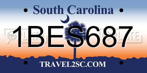 1BES687 South Carolina License Plate