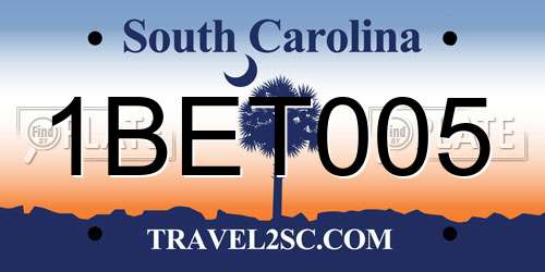 1BET005 South Carolina License Plate