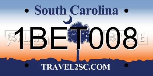 1BET008 South Carolina License Plate