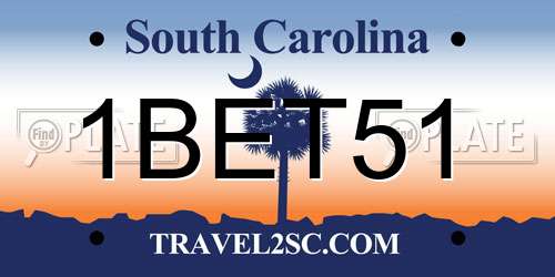 1BET51 South Carolina License Plate