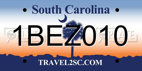 1BEZ010 South Carolina License Plate