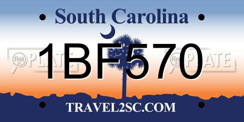 1BF570 South Carolina License Plate